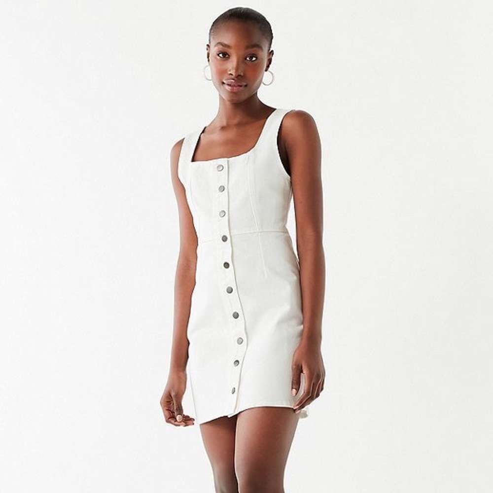 Urban Outfitters White Demin Button Down Dress 6